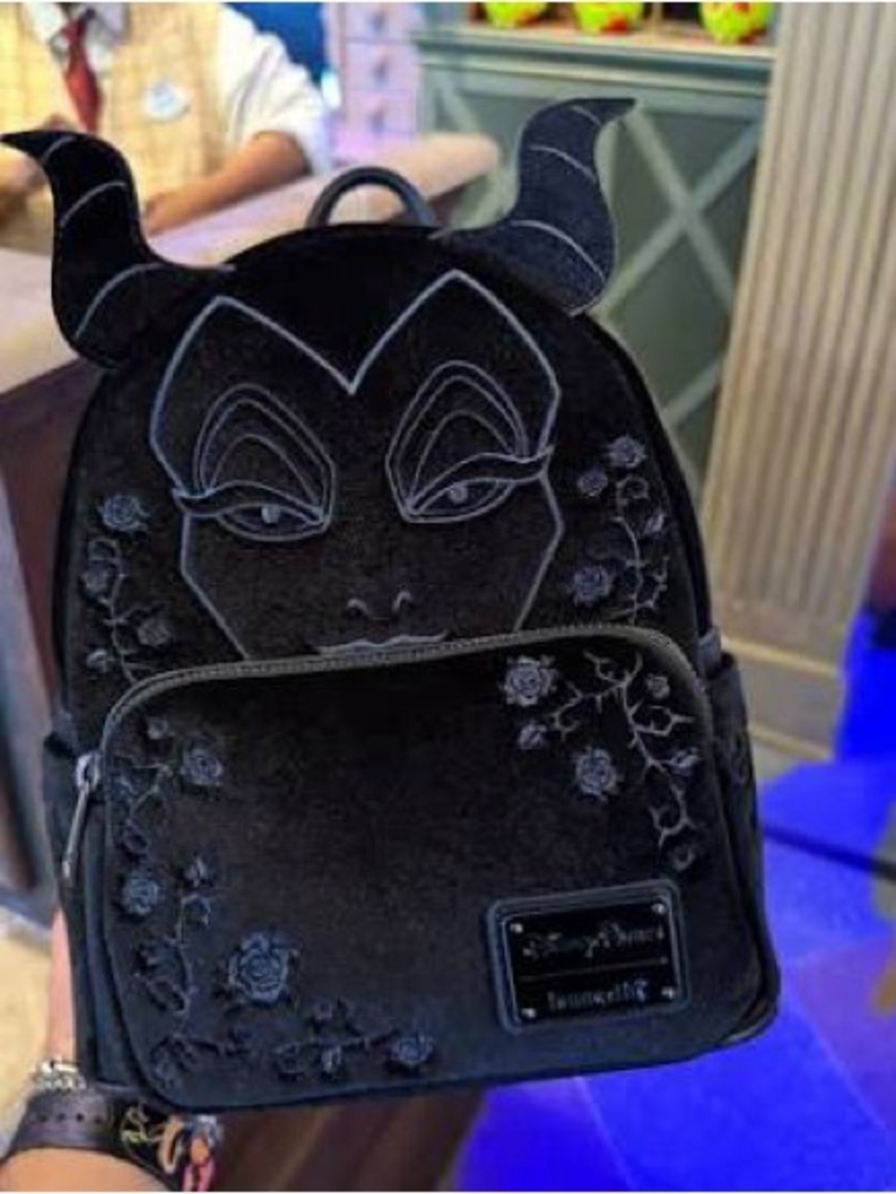 Maleficent-Inspired Black Embroidered Mini Backpack